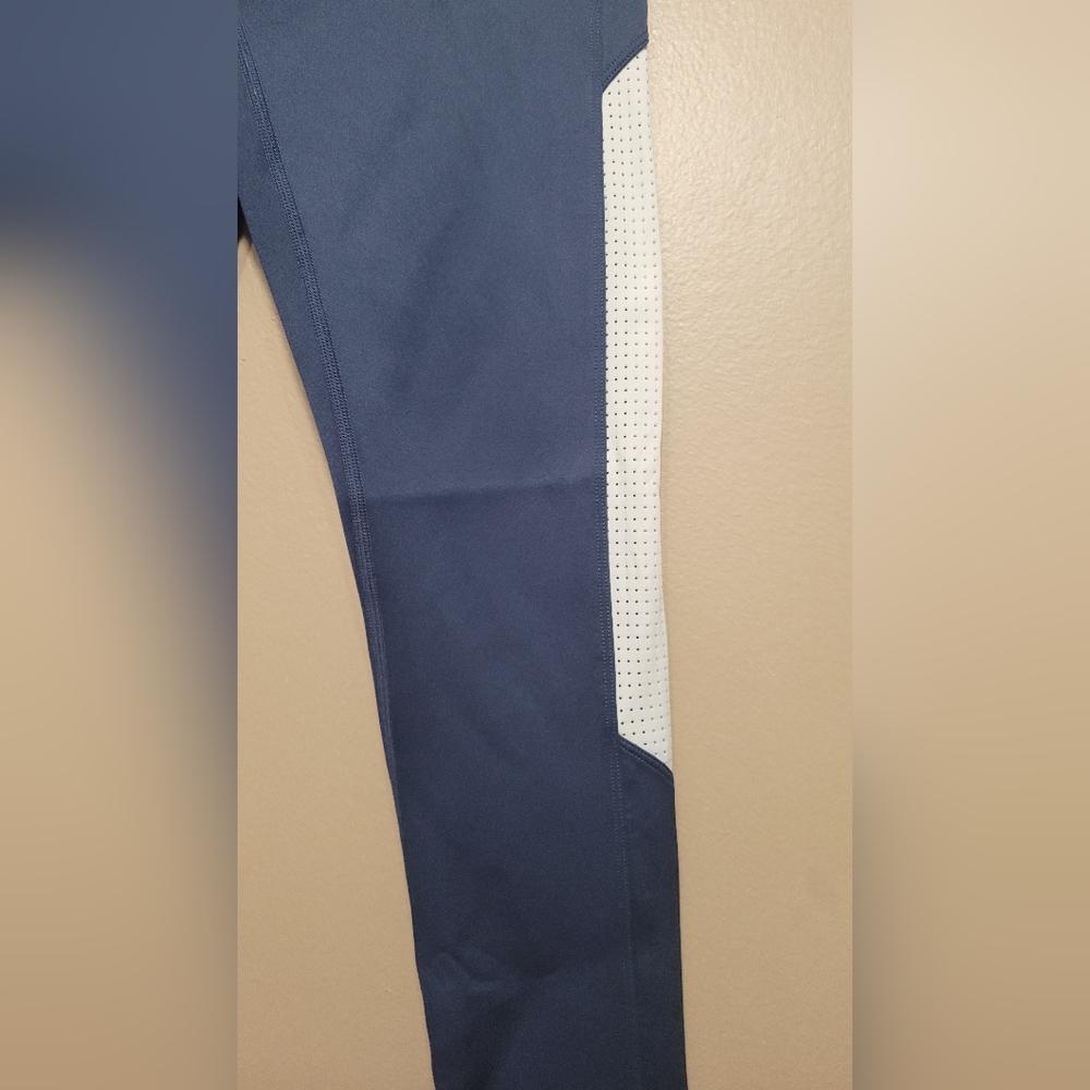 EUC ZYIA Active Bare Primo Mesh Panel Leggings Blue and White Size 4 - Picture 6 of 10